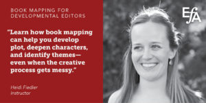 "Learn how book mapping can help you develop plot, deepen characters, and identify themes—even when the creative process gets messy." —Heidi Fiedler, instructor