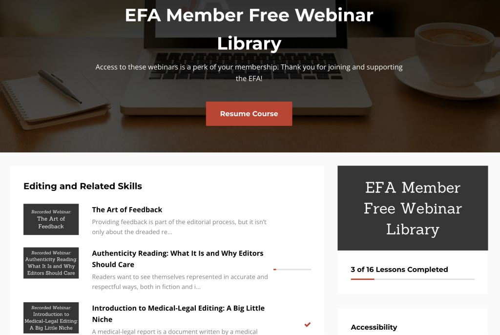 EFA Member Access to Free Recorded Webinar Library