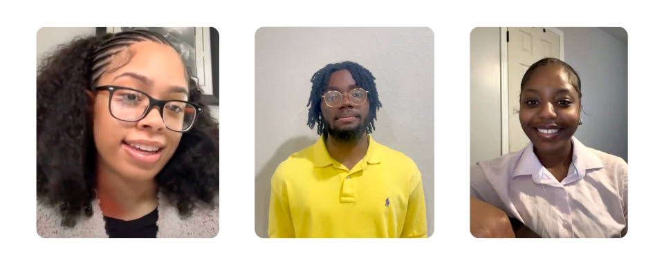 2025 RMM Scholars Headshots of three EFA Ruth Mullen Memorial Scholarship Recipients