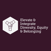 Elevate & Integrate DEI-Burgundy-200×200 Icon of hands in a white hexagon next to white words that say Elevate & Integrate Diversity, Equity & Belonging